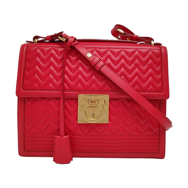 Quilted Leather Shoulder Bag Red