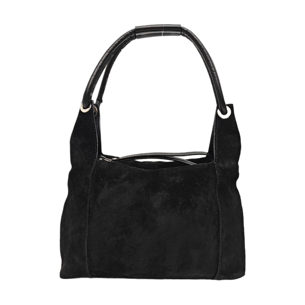 Suede Top Handle Bag Black