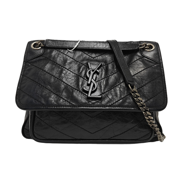 NIKI Medium Chevron Calfskin Black