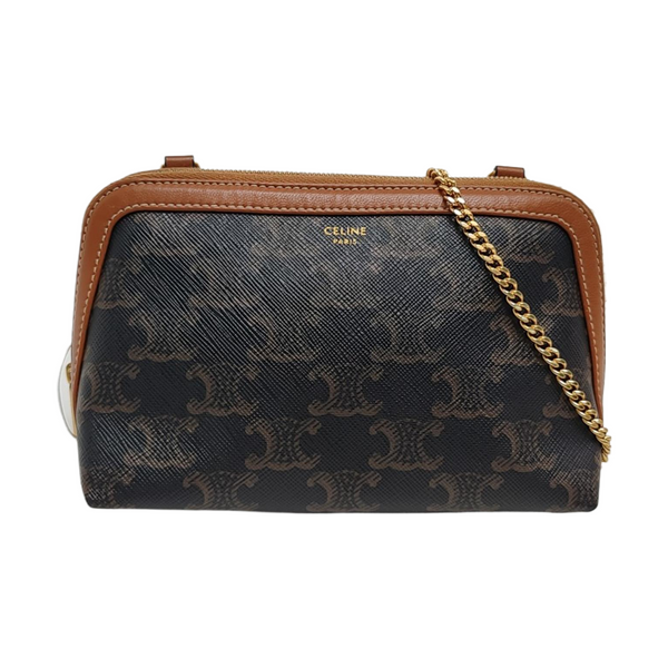 Authenticated pre-owned TRIOMPHE CANVAS Mini Coated Canvas Brown - Shoulder Bag at Looply
