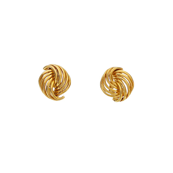 Twist Round Metal Gold Clip On Earrings
