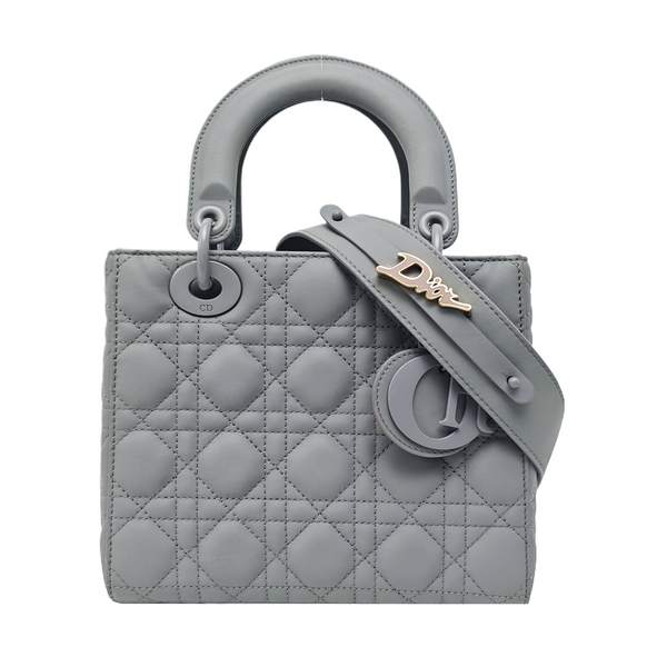 Lady Dior Small Cannage Lambskin Gray