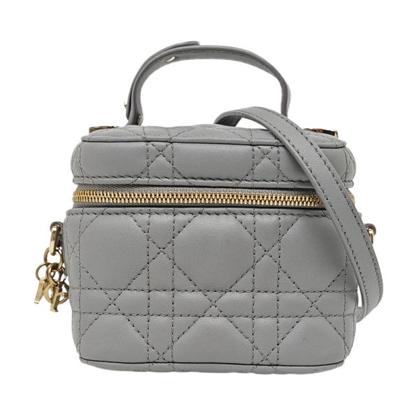 Vanity Lady Dior Super Mini Cannage Lambskin Gray