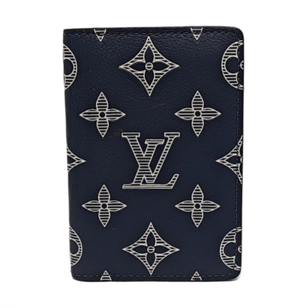 Monogram Calfskin Card Holder Blue