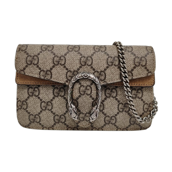 Dionysus Super Mini Monogram Coated Canvas Beige
