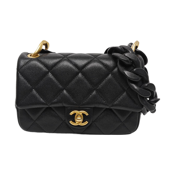 Quilted Grained Calfskin Medium Black