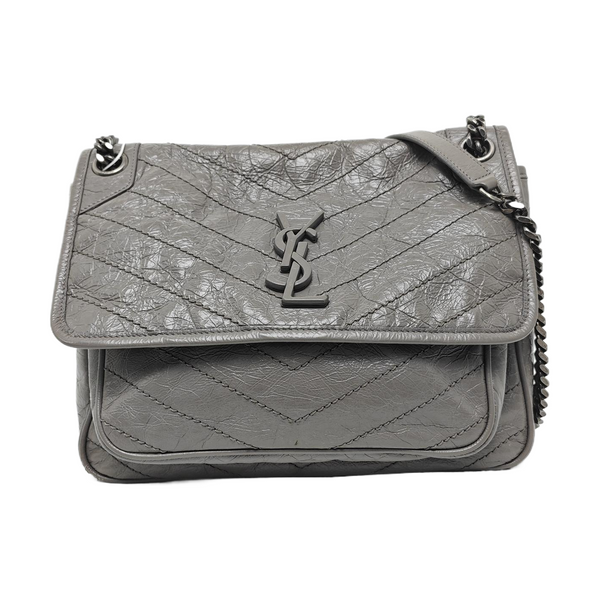 NIKI Medium Chevron, Quilted Calfskin Gray