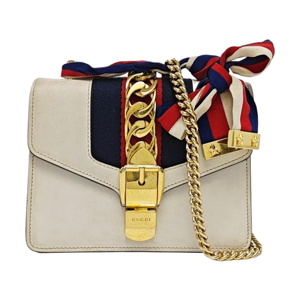 Authenticated pre-owned Sylvie Mini Calfskin White - Shoulder Bag at Looply