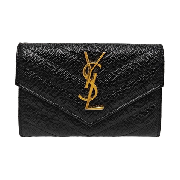 MONOGRAM Small Chevron Calfskin Black Card Holder