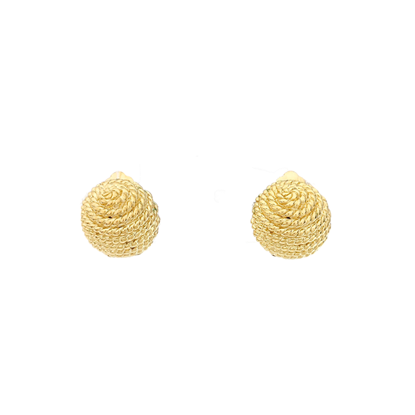 Twist Round Metal Gold Clip On Earrings