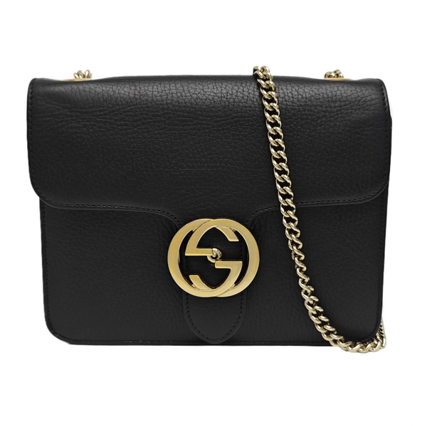 Interlocking G Small Calfskin Black