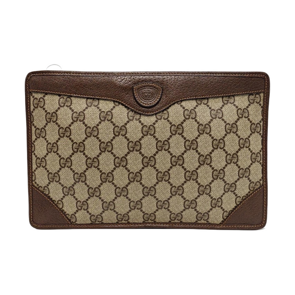 Monogram Coated Canvas Clutch Beige