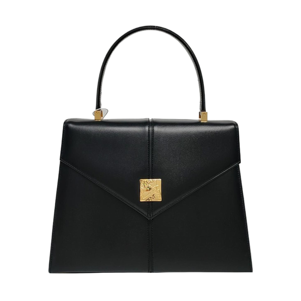 Quilted Calfskin Top Handle Bag Black