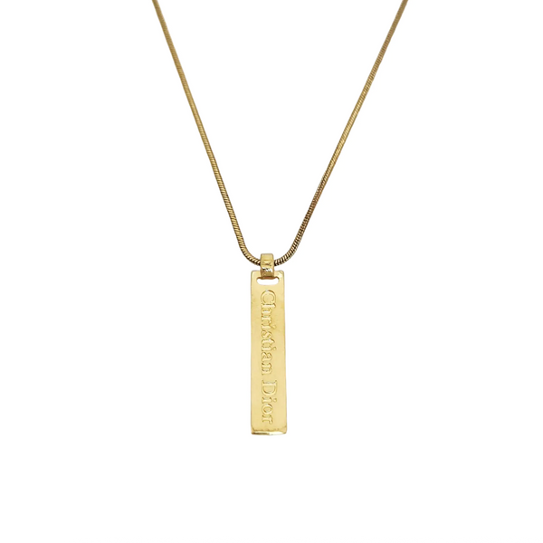 Collar de Oro de Metal con Placa de Identificación