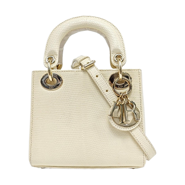 Lady Dior Mini Lizard Yellow