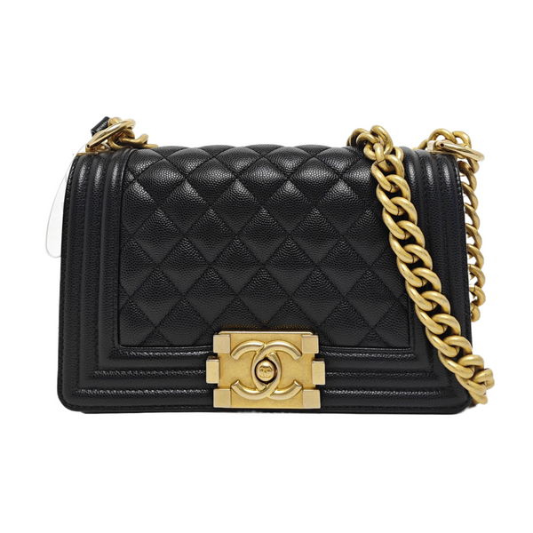 BOY CHANEL Small Quilted Grained Calfskin Black