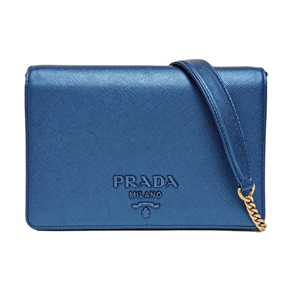 Saffiano Calfskin Shoulder Bag Blue