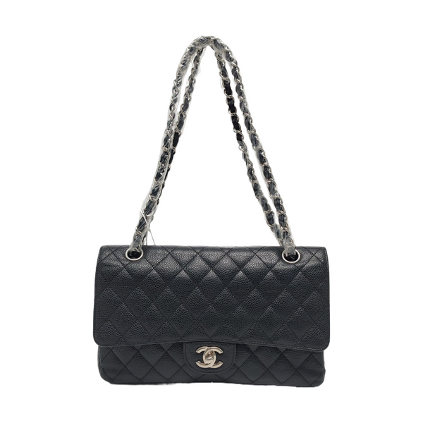 CLASSIC FLAP Medium Quilted Grained Calfskin Black