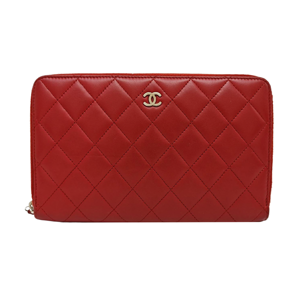Quilted Lambskin Wallet Red