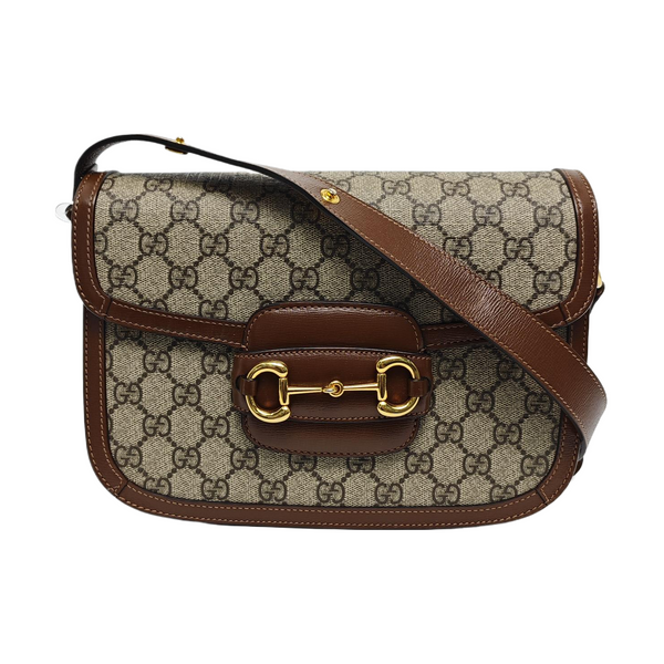 Horsebit 1955 Medium Monogram Coated Canvas Beige