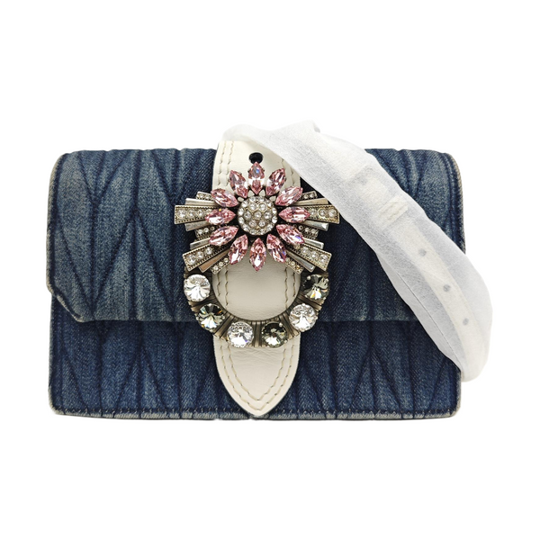Miu Lady Quilted Canvas Blue