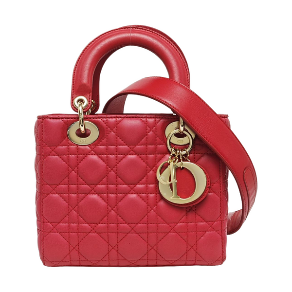 Lady Dior Small Cannage Lambskin Red