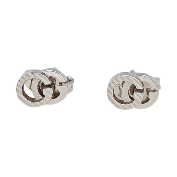 GG Running 18k White Gold Silver Stud Earrings