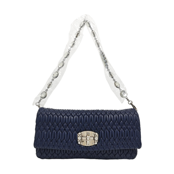 Quilted Lambskin Shoulder Bag Blue