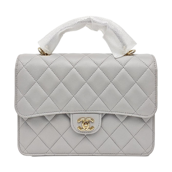 Quilted Lambskin Backpack Gray