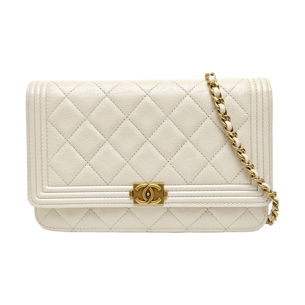 BOY CHANEL Mini Quilted Calfskin Beige