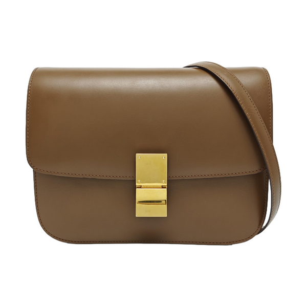 Authenticated pre-owned CLASSIC BOX Medium Calfskin Brown - Shoulder Bag at Looply