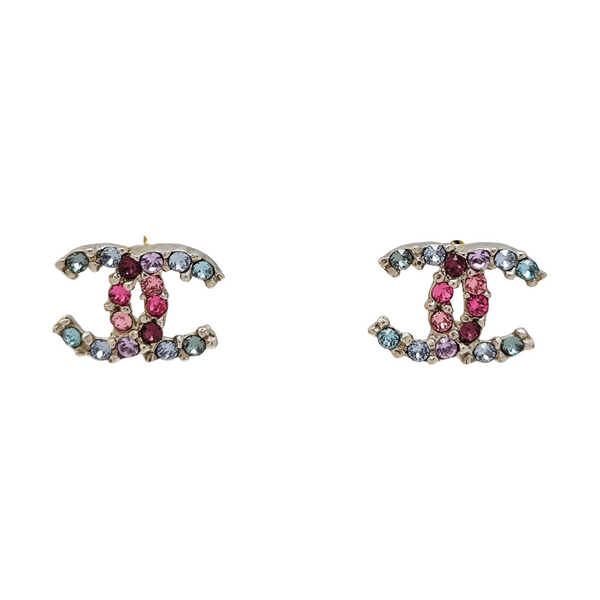 CC Logo Metal Multicolor Stud Earrings
