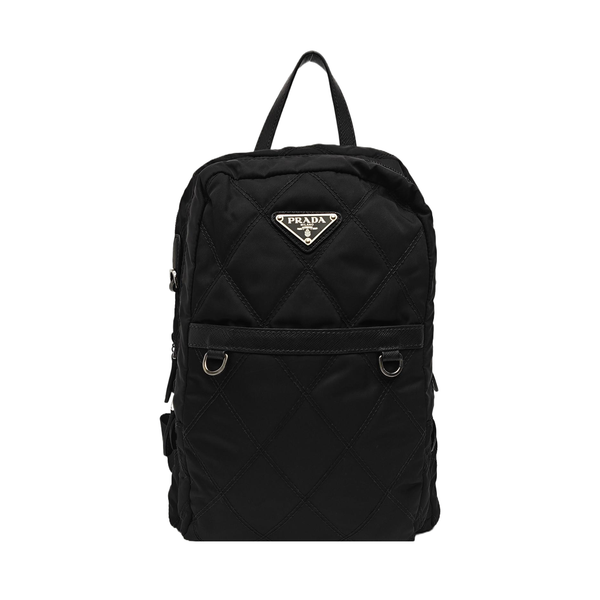 Quilted Nylon Backpack Black