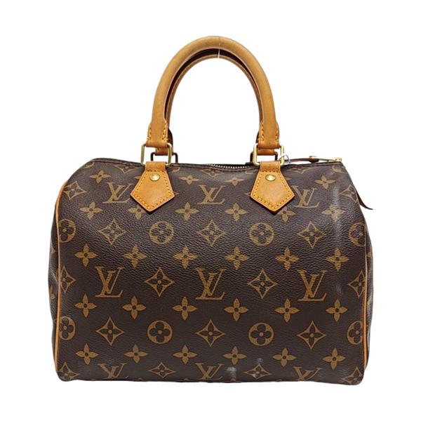 Authenticated pre-owned SPEEDY 25 Monogram Coated Canvas Brown - Top Handle Bag at Looply