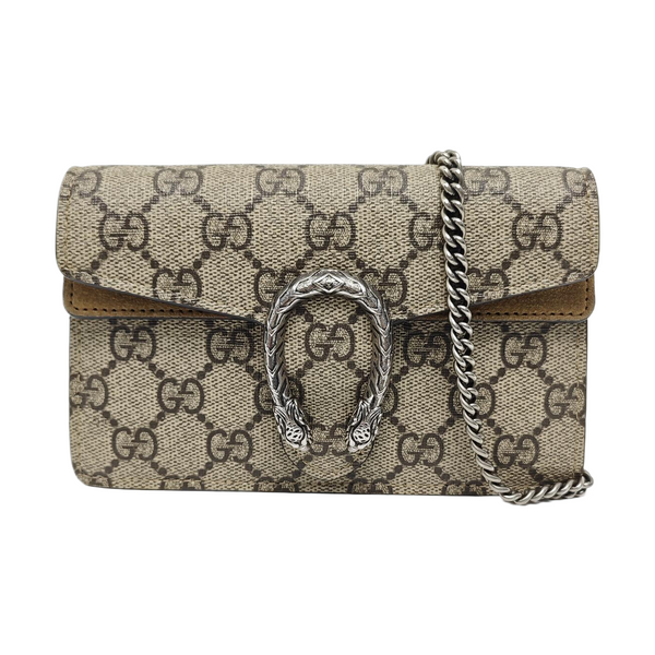 Dionysus Super Mini Monogram Coated Canvas Beige