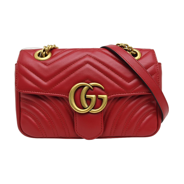 GG Marmont Small Quilted Calfskin Red