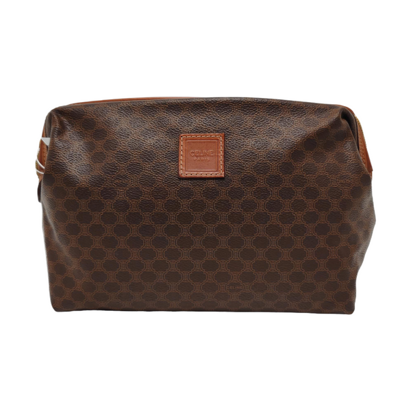 Authenticated pre-owned MACADAM COSMETIC BAGS Coated Canvas Brown - Clutch at Looply