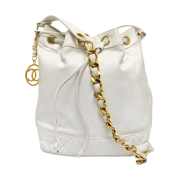 DRAWSTRING Quilted Calfskin White
