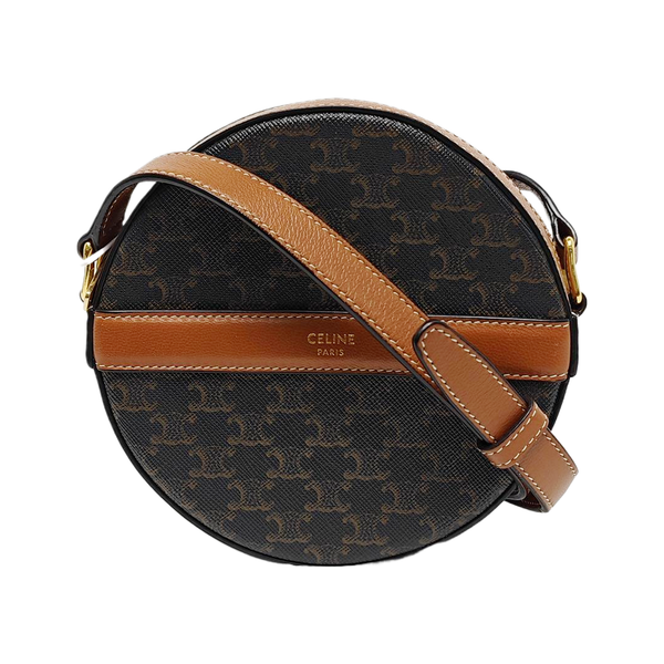 Authenticated pre-owned TRIOMPHE ROUND Coated Canvas Brown - Shoulder Bag at Looply