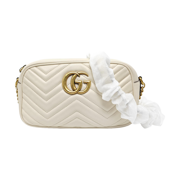 GG Marmont Small Quilted Calfskin White