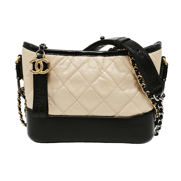 GABRIELLE Small Quilted Calfskin Beige