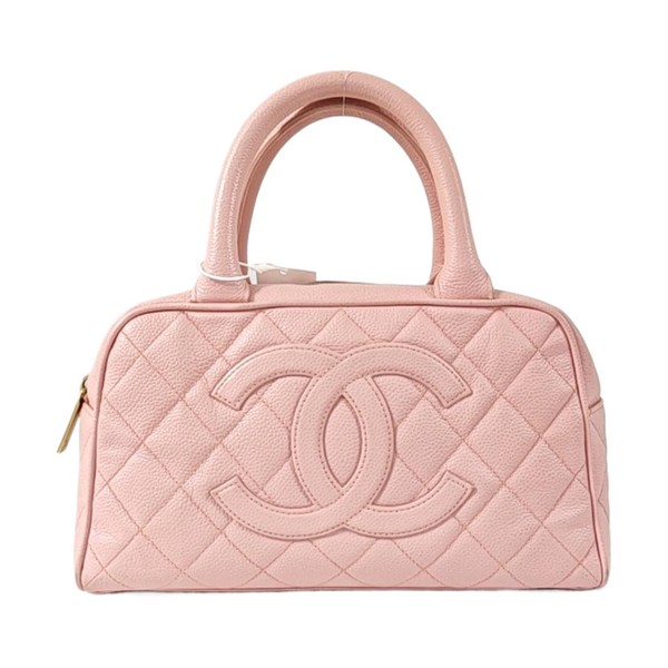 BOWLER Quilted Grained Calfskin Pink