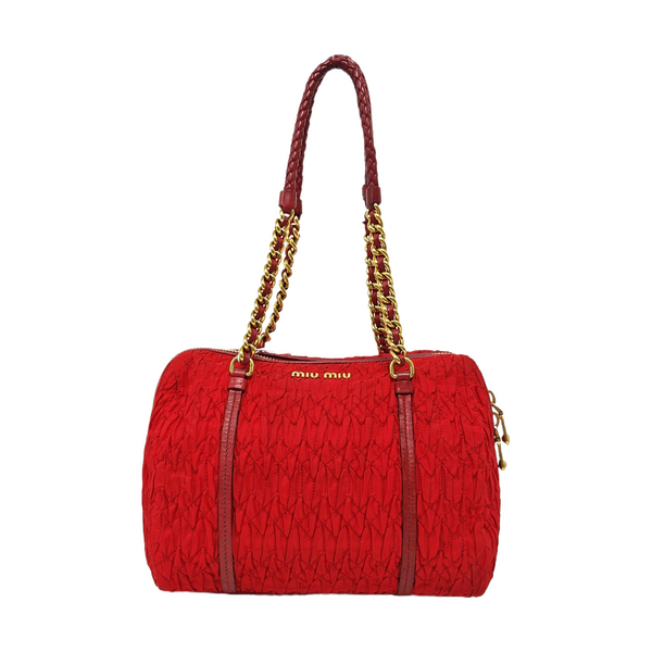 Quilted Canvas Tote Bag Red