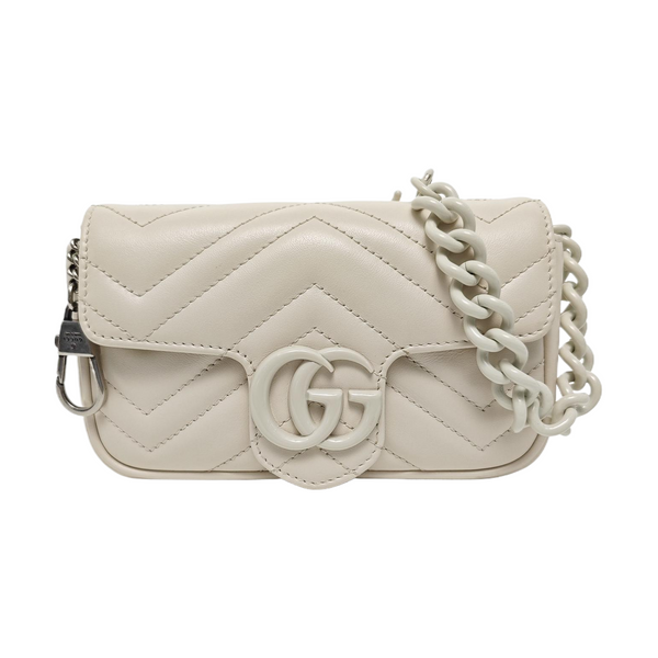 GG Marmont Mini Quilted Calfskin White
