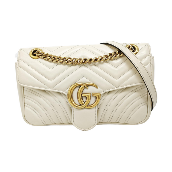 GG Marmont Medium Quilted Calfskin White