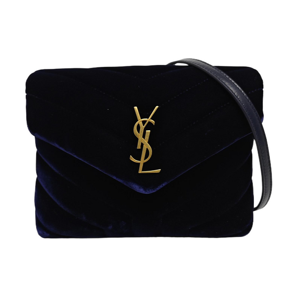 Authenticated pre-owned LOULOU Extra Small Chevron Velvet Blue - Shoulder Bag at Looply
