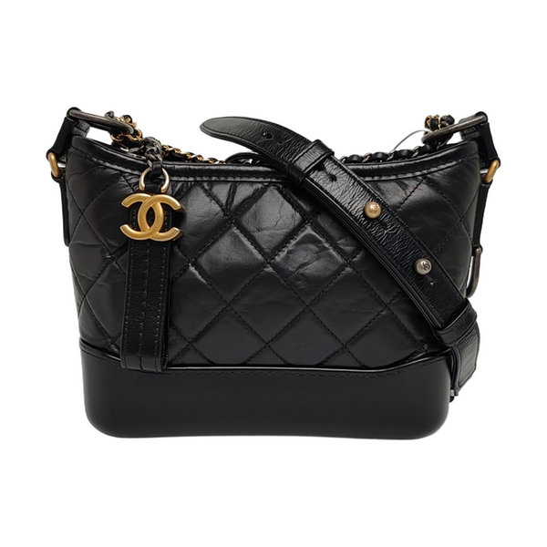 GABRIELLE Small Quilted Vintage Calf Black