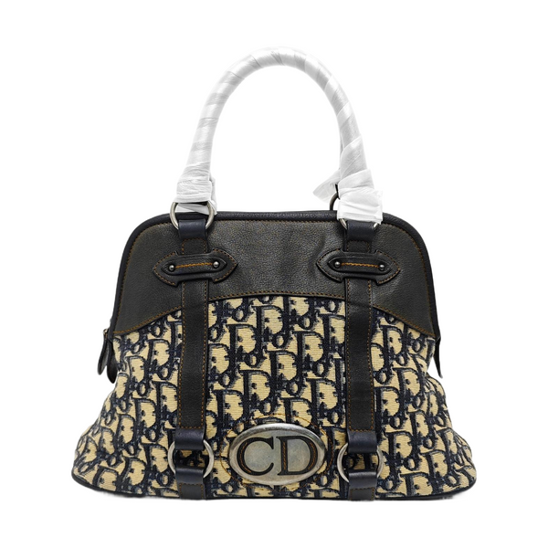 Oblique Canvas Top Handle Bag Beige