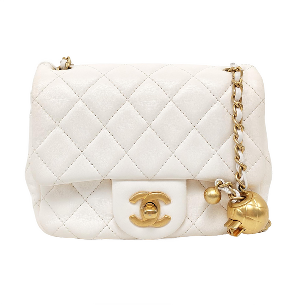 CLASSIC FLAP Mini Quilted Lambskin White