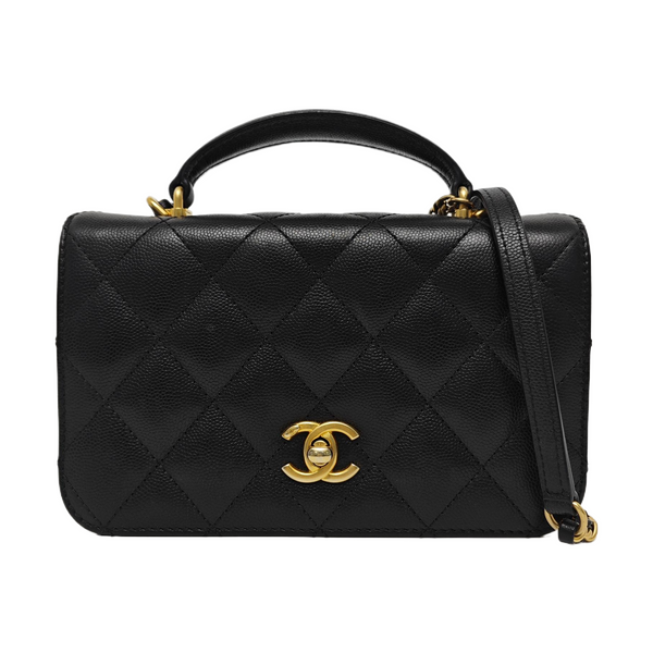 Quilted Grained Calfskin Mini Black